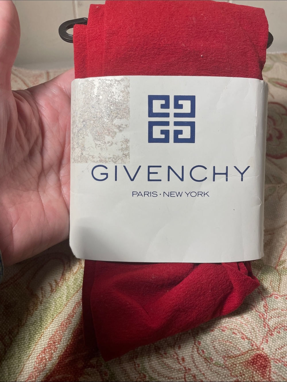 Vintage Givenchy Velvet Opaque Tights - Crimson Red, Size B Filenes Basement Bos